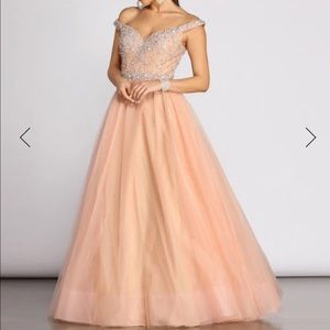 Peachy prom quinceañera dress